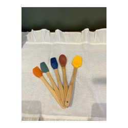 5'li Pastel Bambu Saplı Silikon Uçlu Kaşık Seti