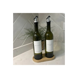 Yağ Yeşili Standlı 2'li Cam Zeytinyağı Ayçiçek Yağı Şişesi 750 ml Yağdanlık